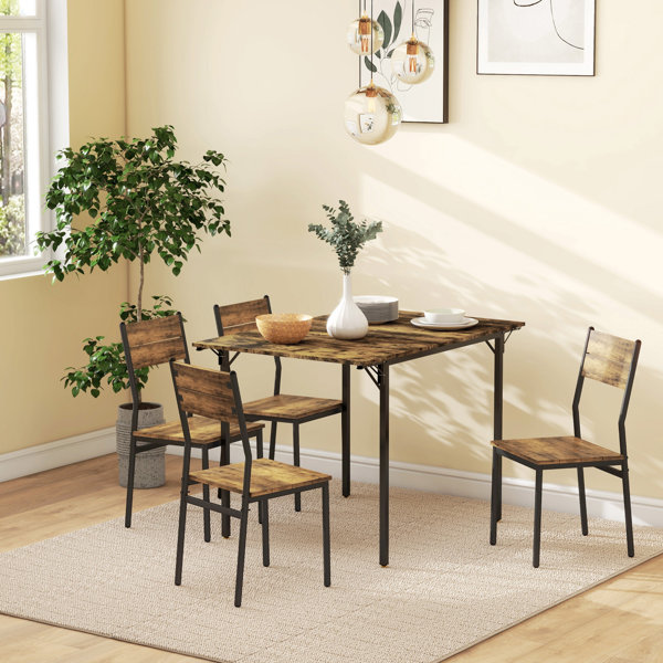 17 Stories Kipley Industrial Folding Dining Table for 2 to 4, Space Saving Drop Leaf Kitchen ...
